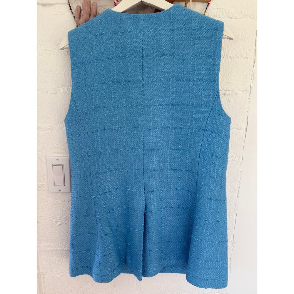 Ann Taylor Sky Blue Tweed Vest Skirt Set Gold Button Preppy Coastal 8 10 - Picture 6 of 12